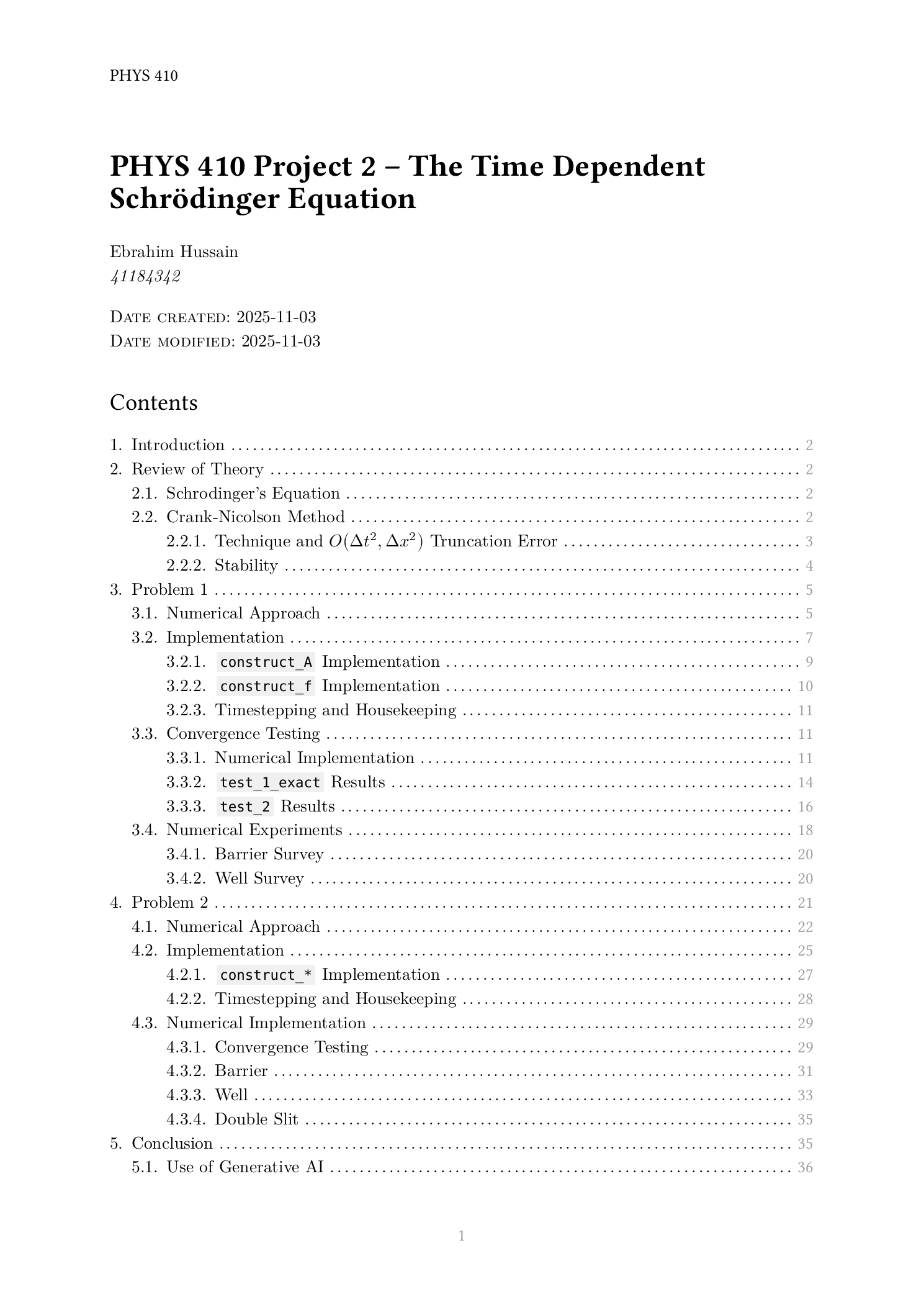 PHYS 410 Project 2 report page 1